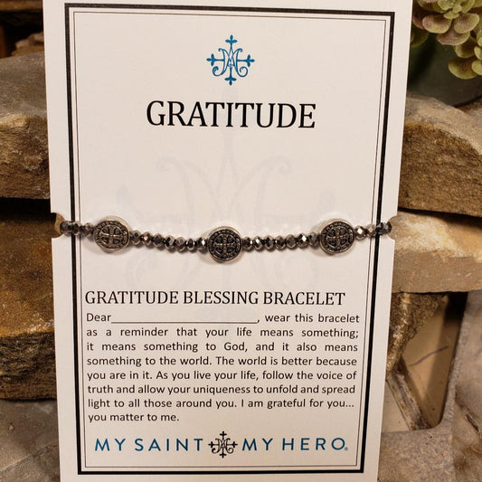 Gratitude Crystal Silver Blessing Bracelet