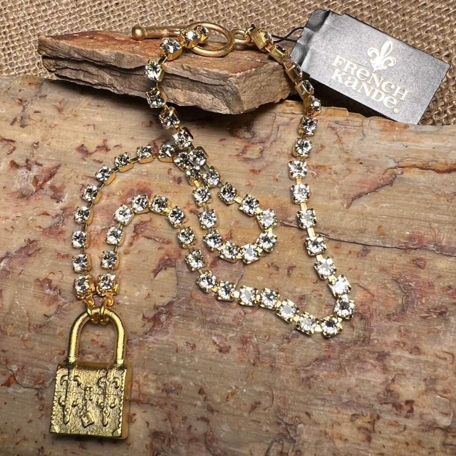 Austrian Crystal Cup Chain with our French Kande Lock Pendant Necklace