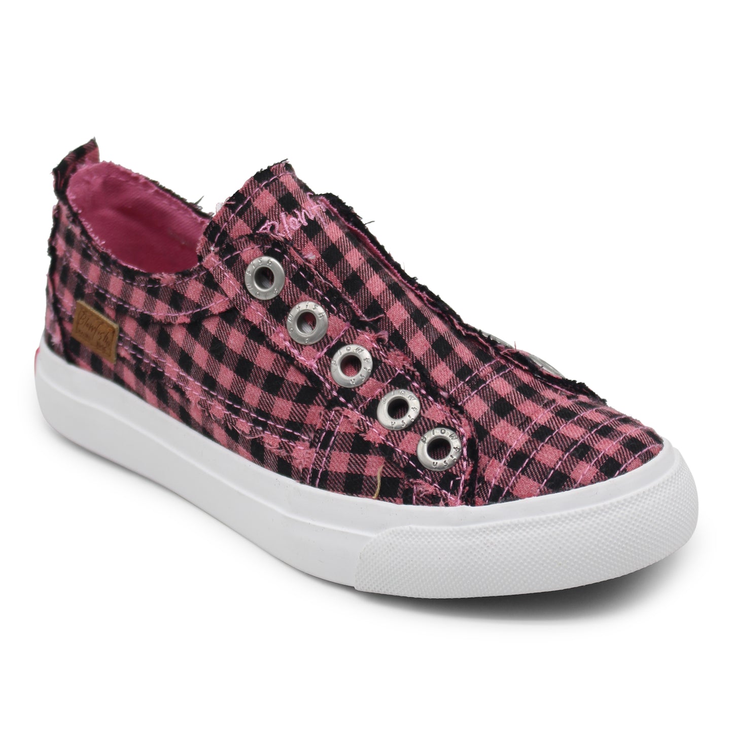 Kids Pink Mini Buffalo Checker Play-K Canvas Slip On Sneaker