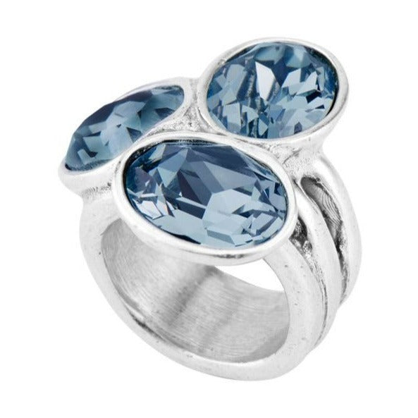 Treasure Indian Saphire and Montana Blue Swarovski Crystals Ring