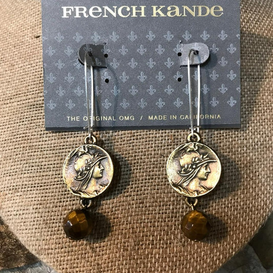 Brass Mini Medallion Dangle Earrings
