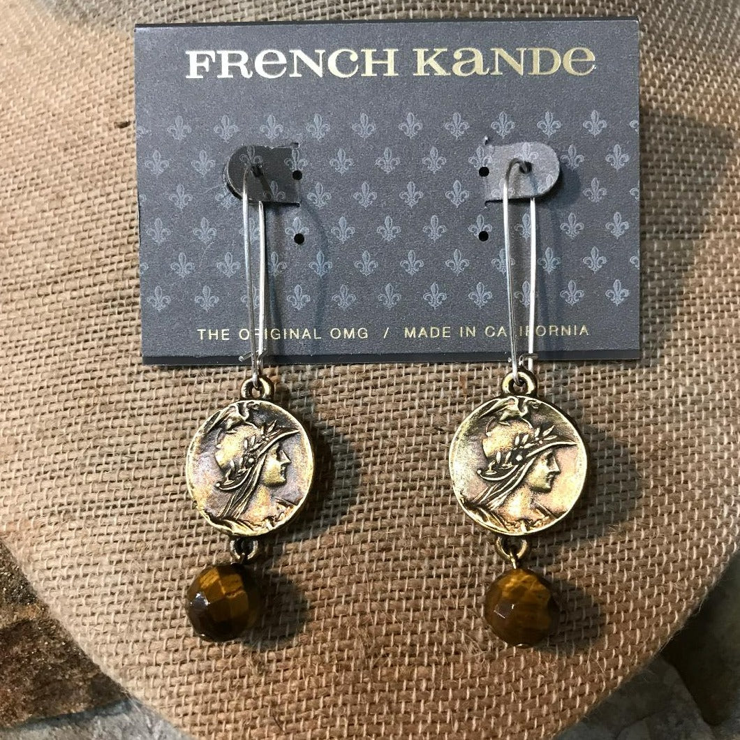 Brass Mini Medallion Dangle Earrings