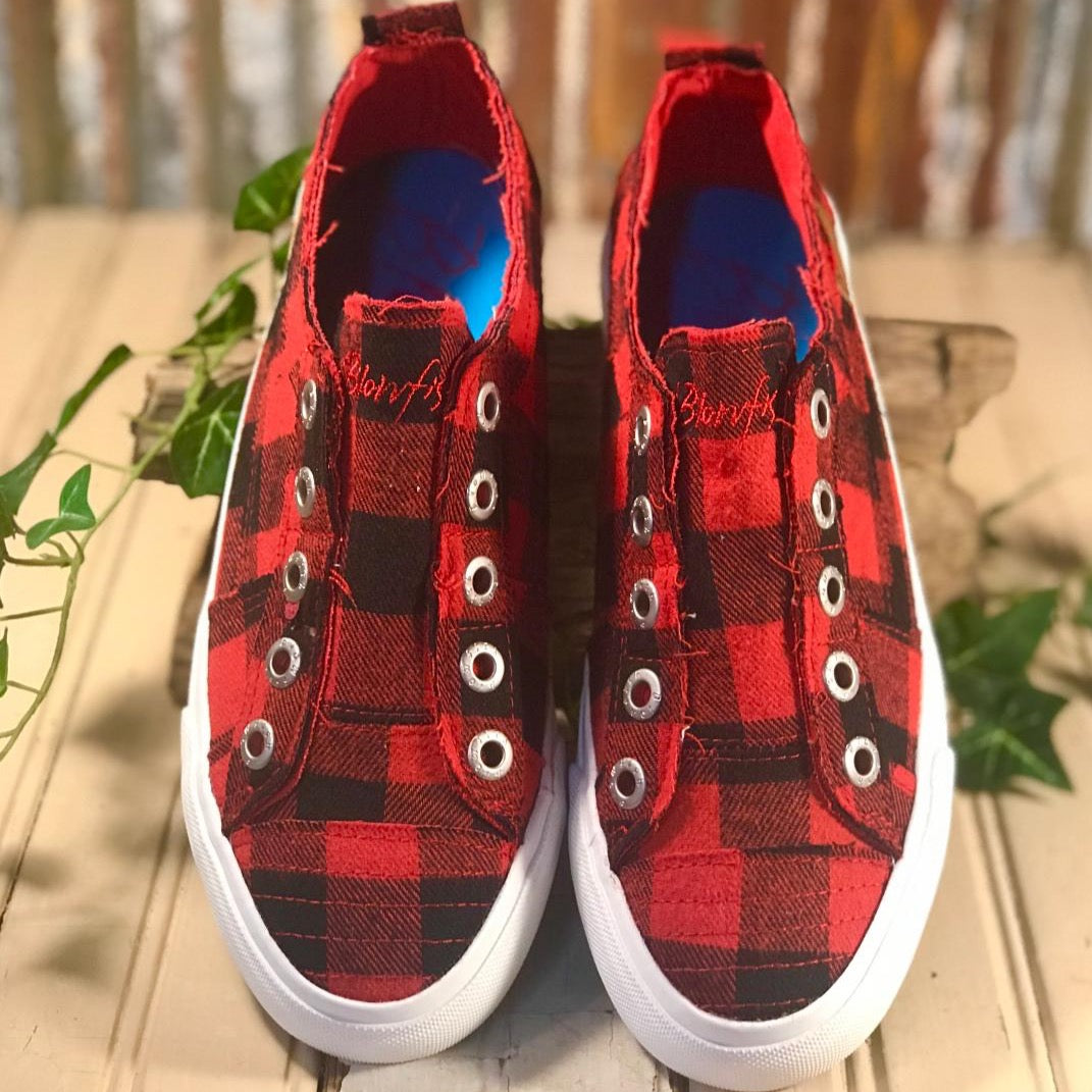 Play Red Buffalo Check Canvas Slip On Sneaker
