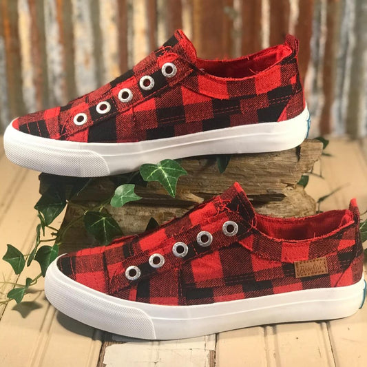 Play Red Buffalo Check Canvas Slip On Sneaker