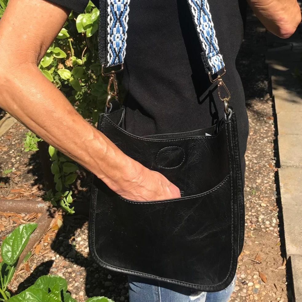 Black Gold Studded Medium Messenger Handbag