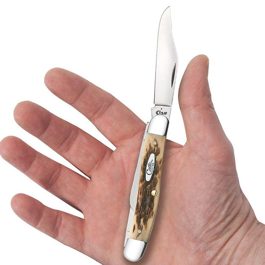 Peach Seed Jig Amber Bone Stockman Knife