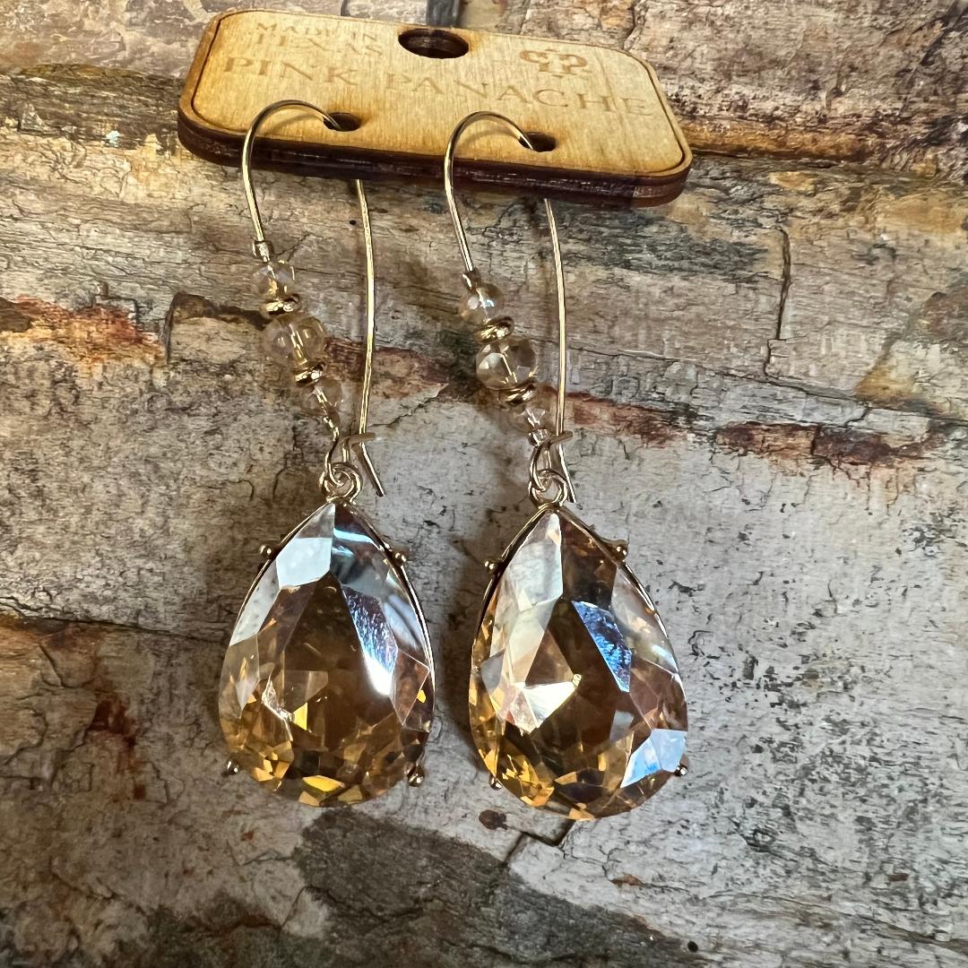 Teardrop Dangles in Gorgeous Champagne & Gold