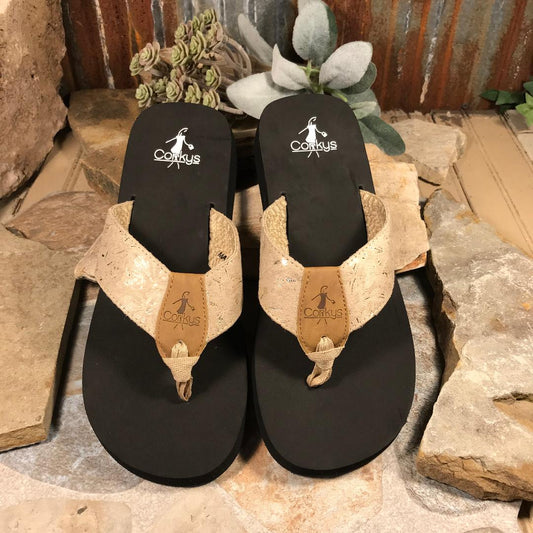 Shaded Gold Flip Flops