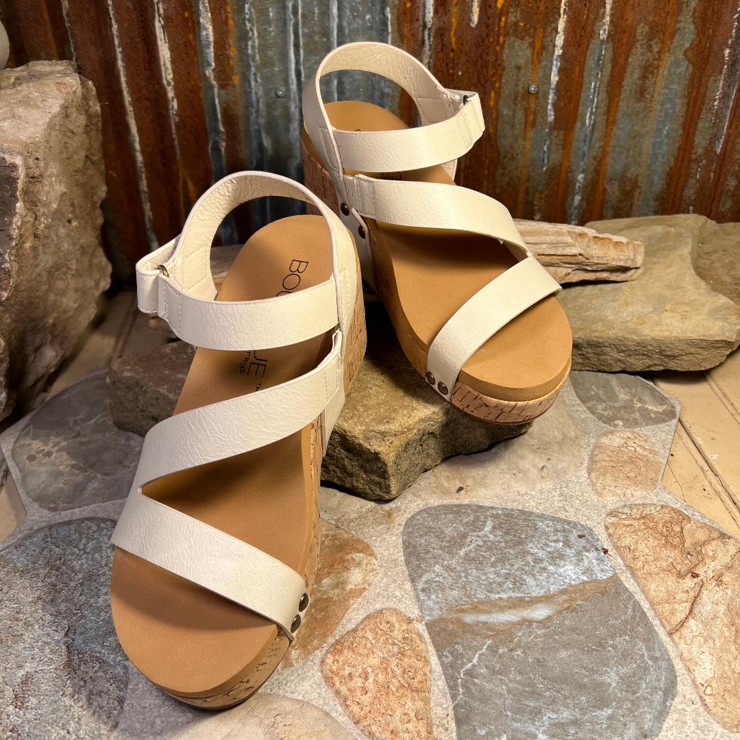 Cream colored 2025 wedge sandals