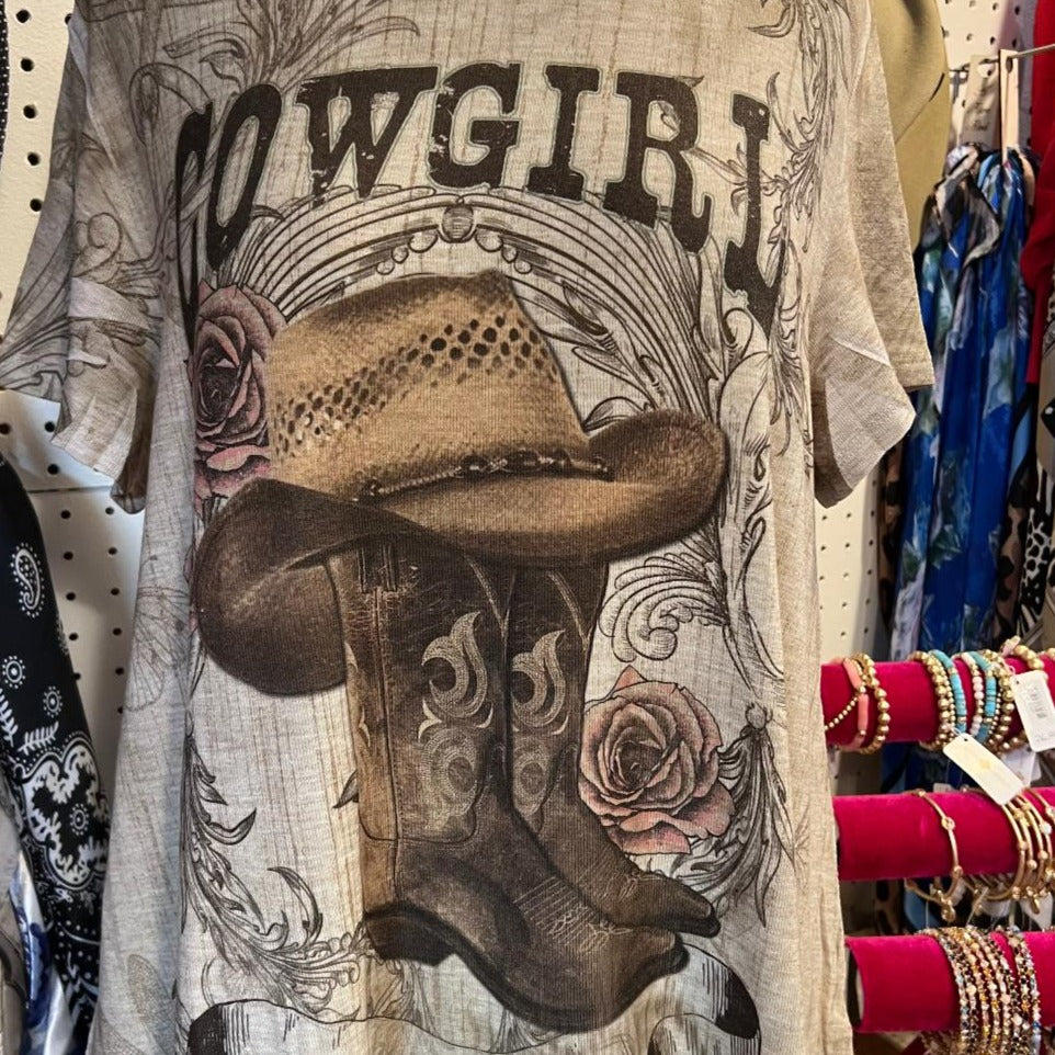 Cowgirl Print Short Sleeve Top