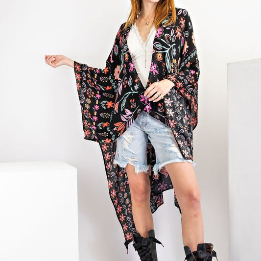 Floral Print Scarf Kimono