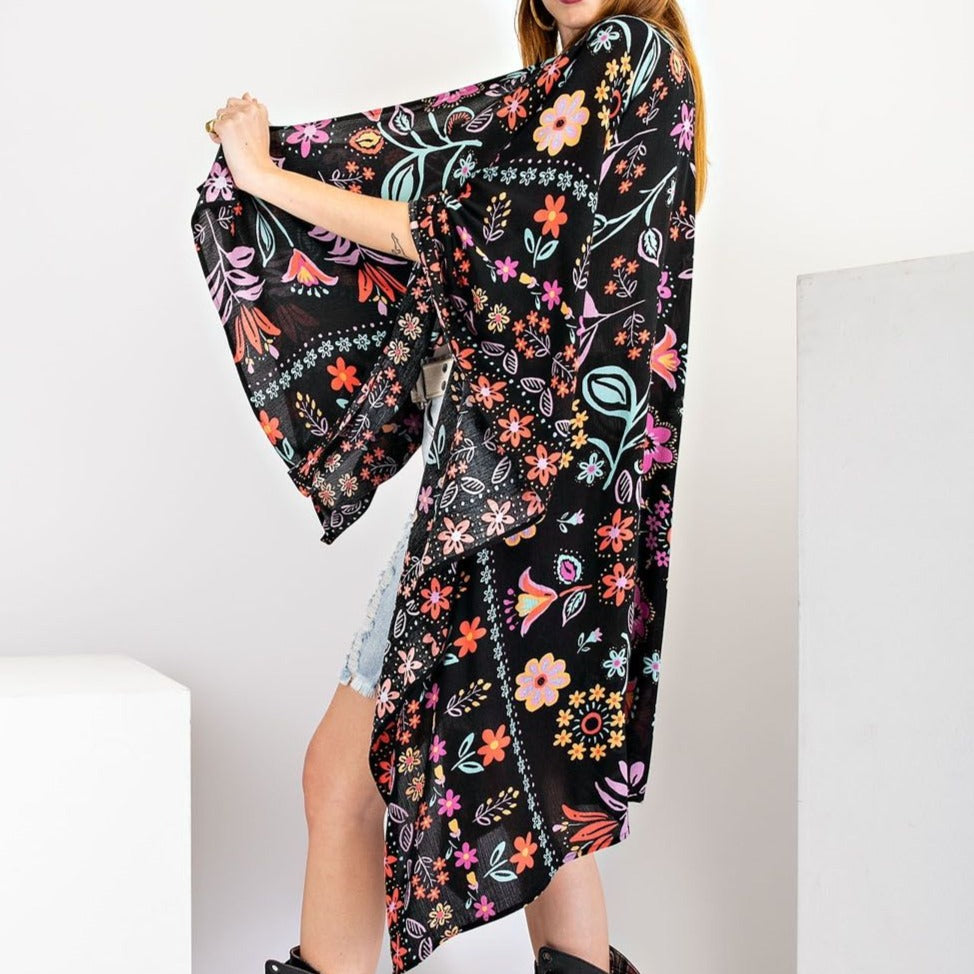 Floral Print Scarf Kimono