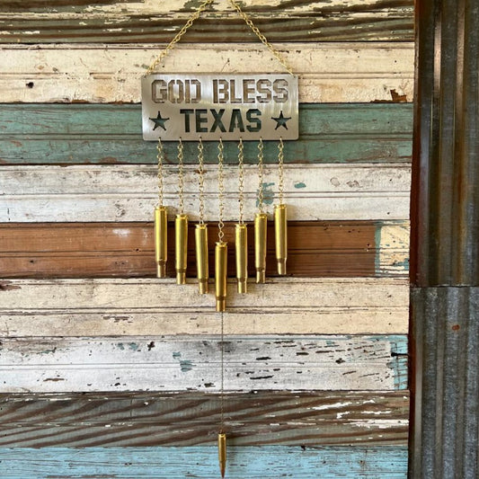 God Bless Texas Bullet Windchime .50 BMG