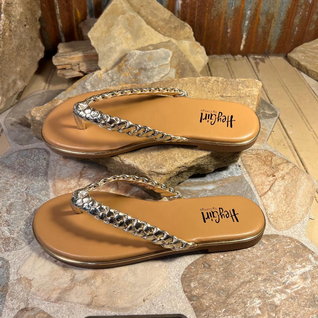 Gold Braided Pigtail Sandal The Boutique at Wells Florist