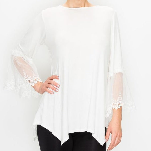 Ivory Top Tunic W/ Lace