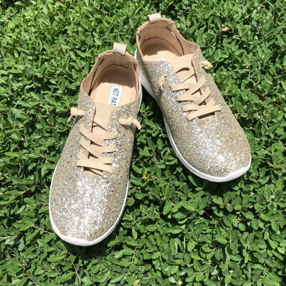 Gold glitter slip on on sale sneakers