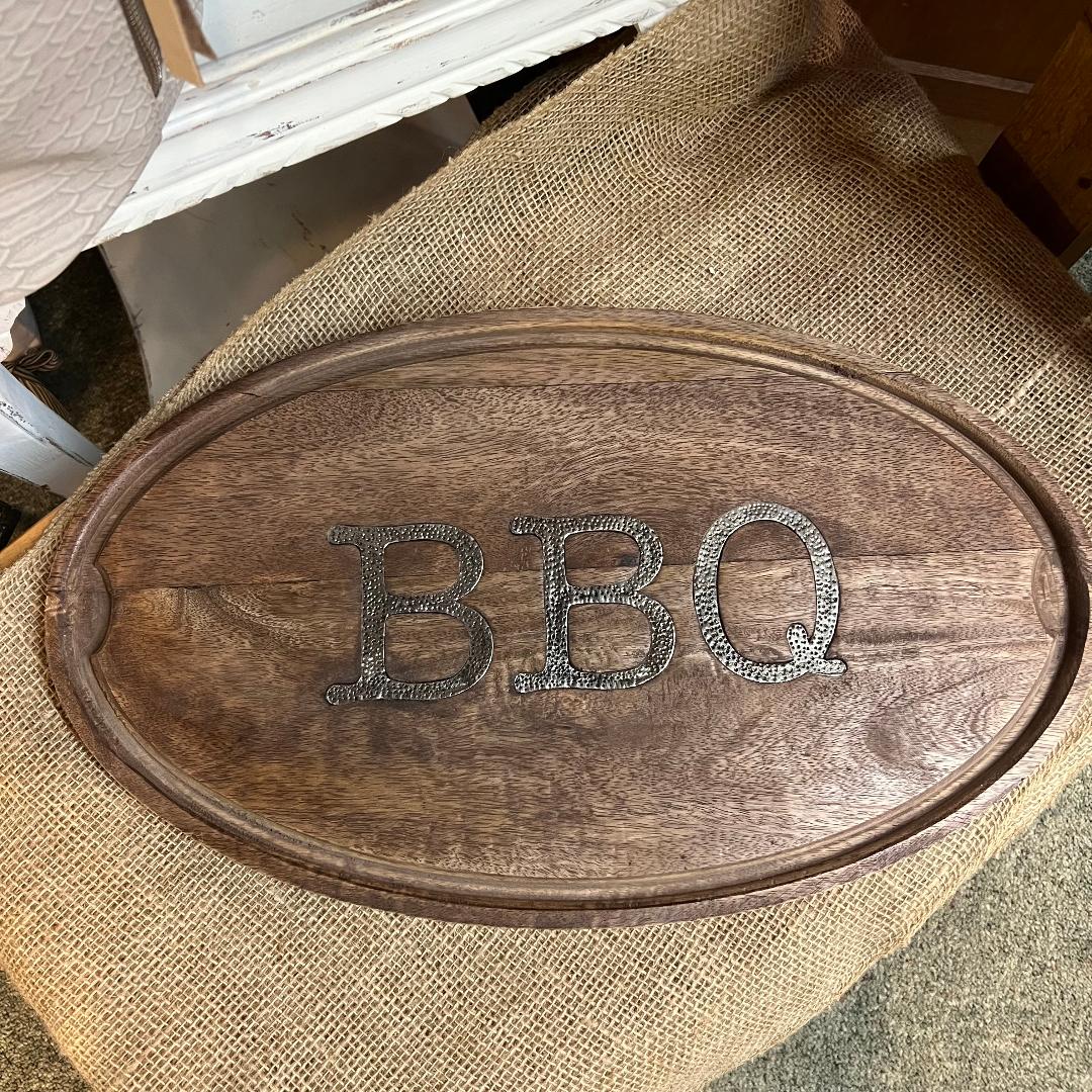 BBQ Oval Wood Serving Board