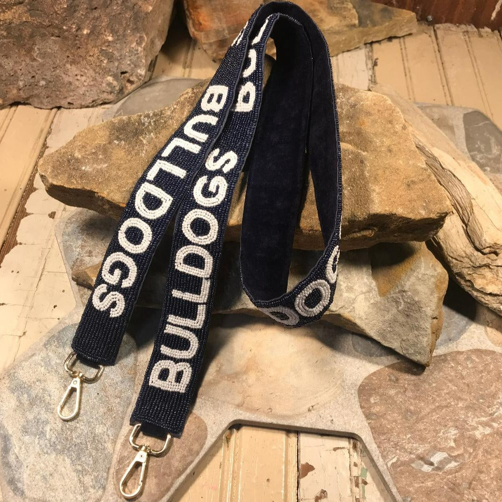 BULLDOGS Blue & White Beaded Handbag Strap