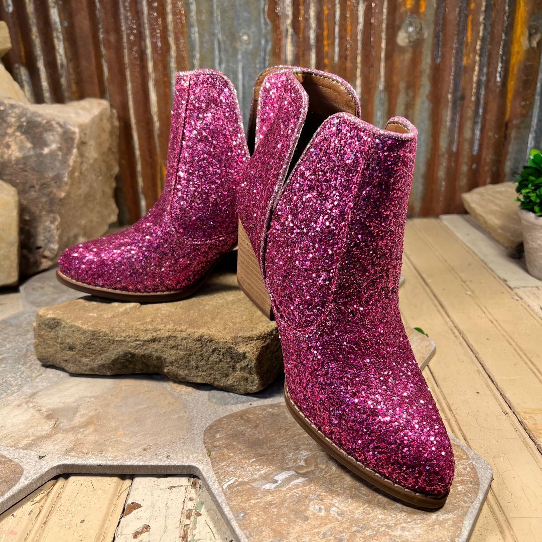 Pink sequin booties sale