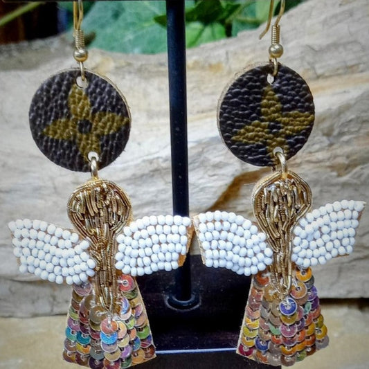 Teardrop Upcycled LV Earring - Eclections Boutique