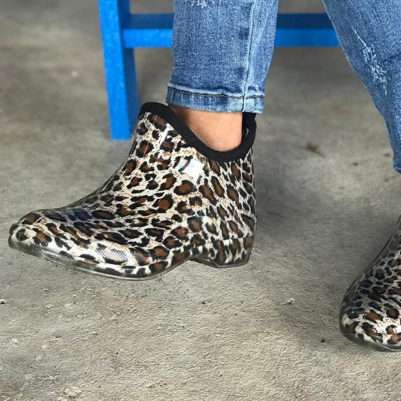 Stormy Cheetah Ankle Rain Boot"