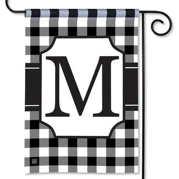 Black & White Check Monogram M Garden Flag