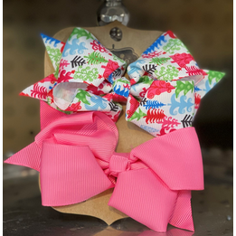 Pink Christmas bow clips