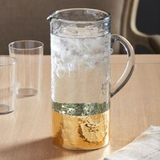 Gold Hammered Glass Pitcher