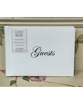 Off White W/ Gold Print Guests Book
