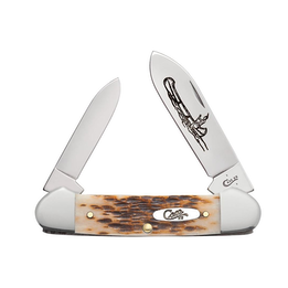 Amber Bone Peach Seed Jig Chrome Canoe Knife