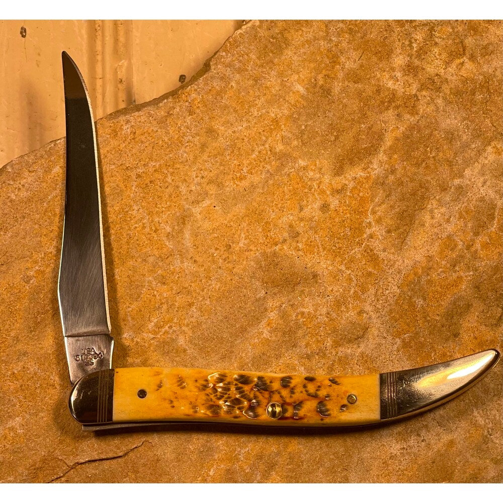 Case Texas Toothpick Knife Jigged Burnt Amber