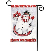 Sledding Snowman Garden Flag