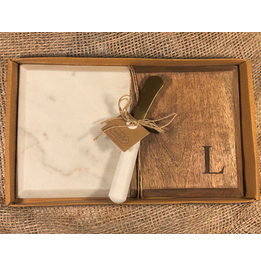Initial Marble & Wood Cheese Board Set- L