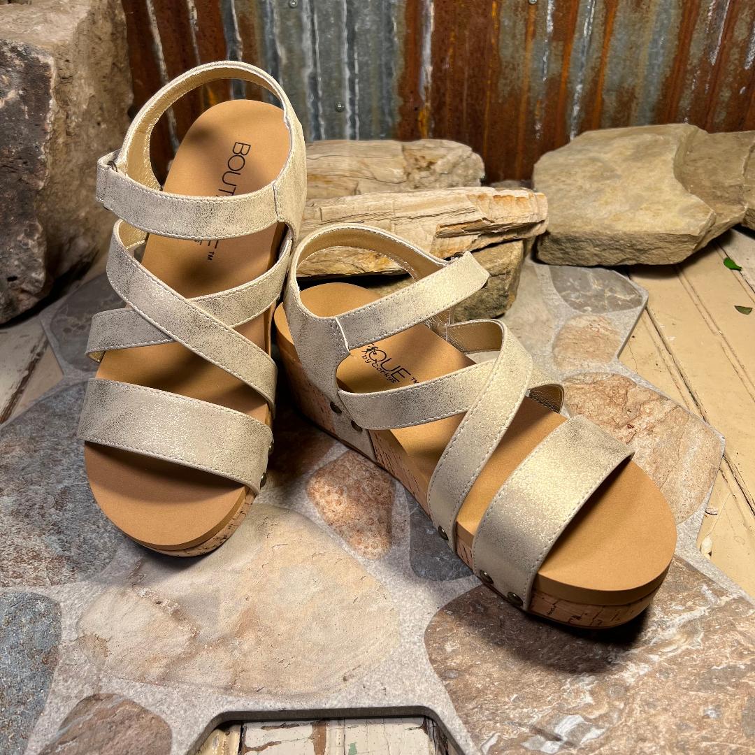 Sun Down Gold Wedge/Sandal