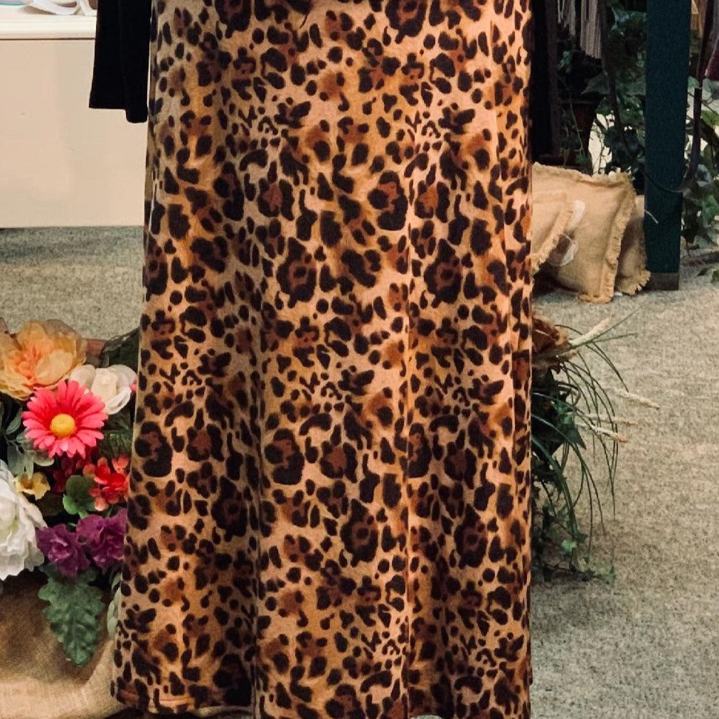 Leopard Print A-Line Flare Skirt