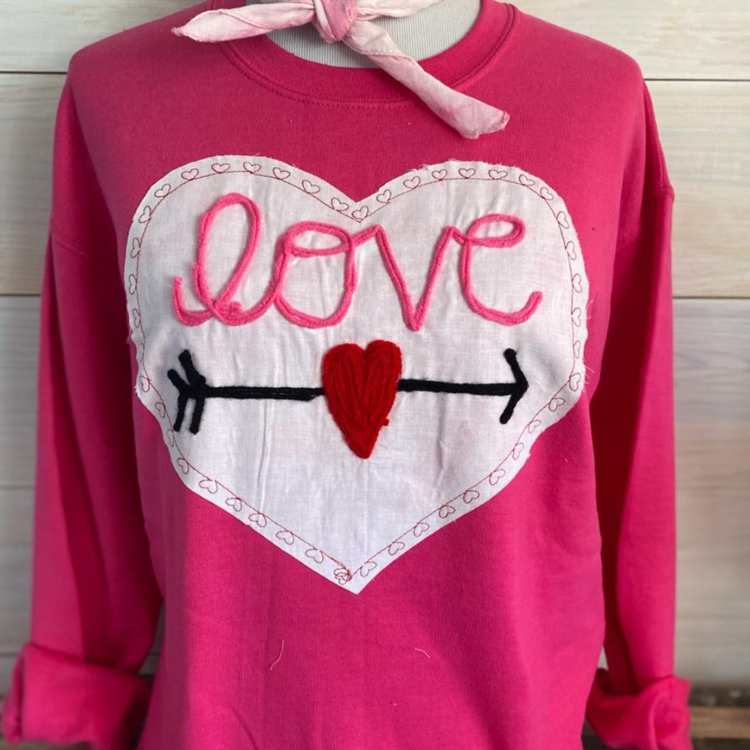 Stunning Pink Love Script Heart Sweatshirt