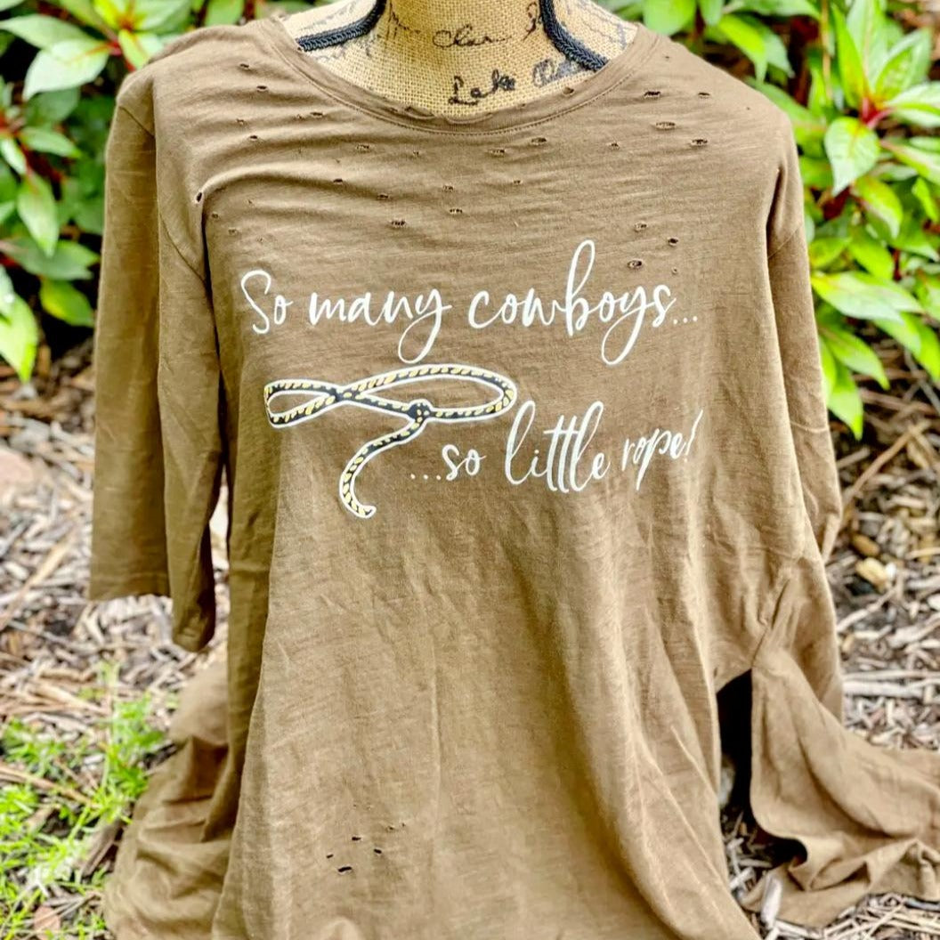 So Many Cowboys Tattered Graphic Tee