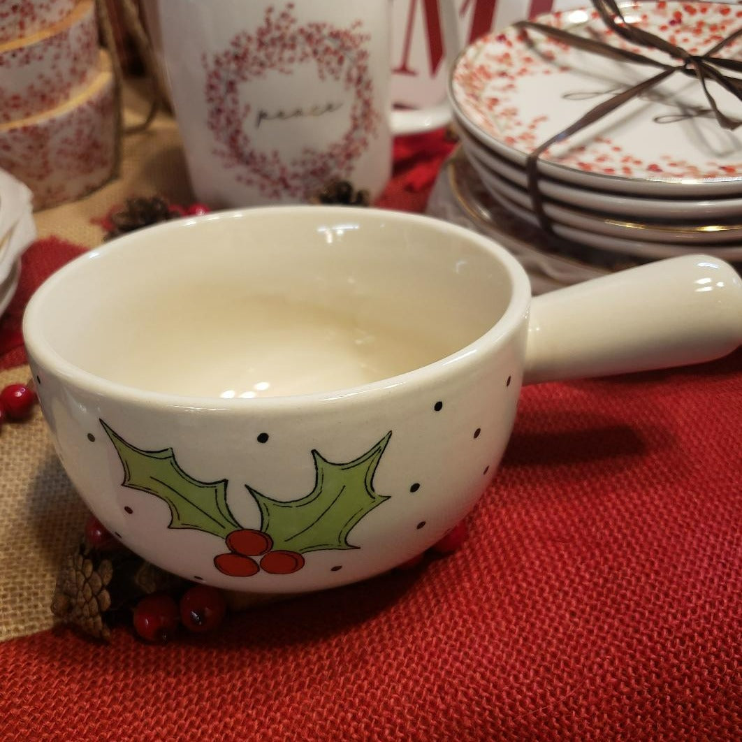 Cozy Holly Berry Soup Crock & Bowl