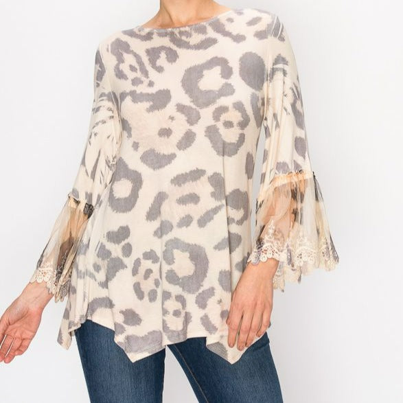 Leopard Print Tunic/Top W/ Lace