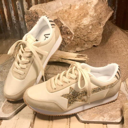 Skyler Gold Glitter Sneakers  Sisters Boutique & Gifts, Inc.