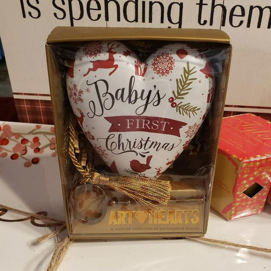 Baby's First Christmas Art Heart Christmas Sculpture