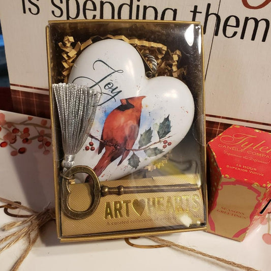 Christmas Cardinal Joy Art Heart