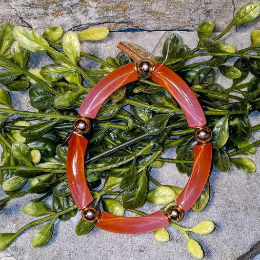 Gold & Coral Stretch Bracelet