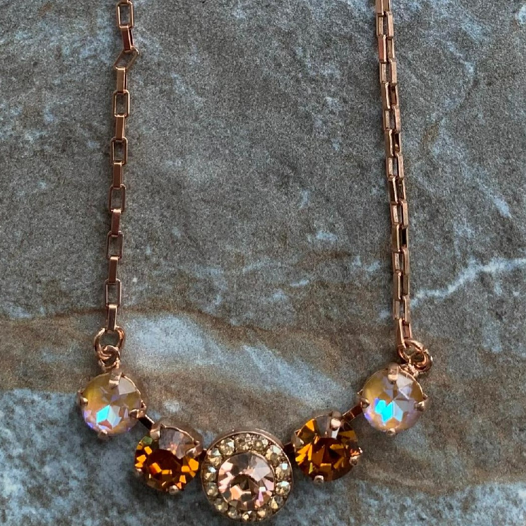 Five Stone Pendant in Coppers & Peach Necklace
