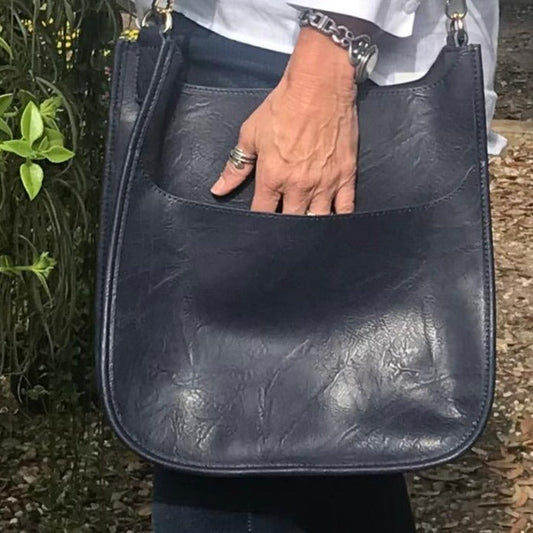 Vegan Leather Classic Messenger Navy Handbag