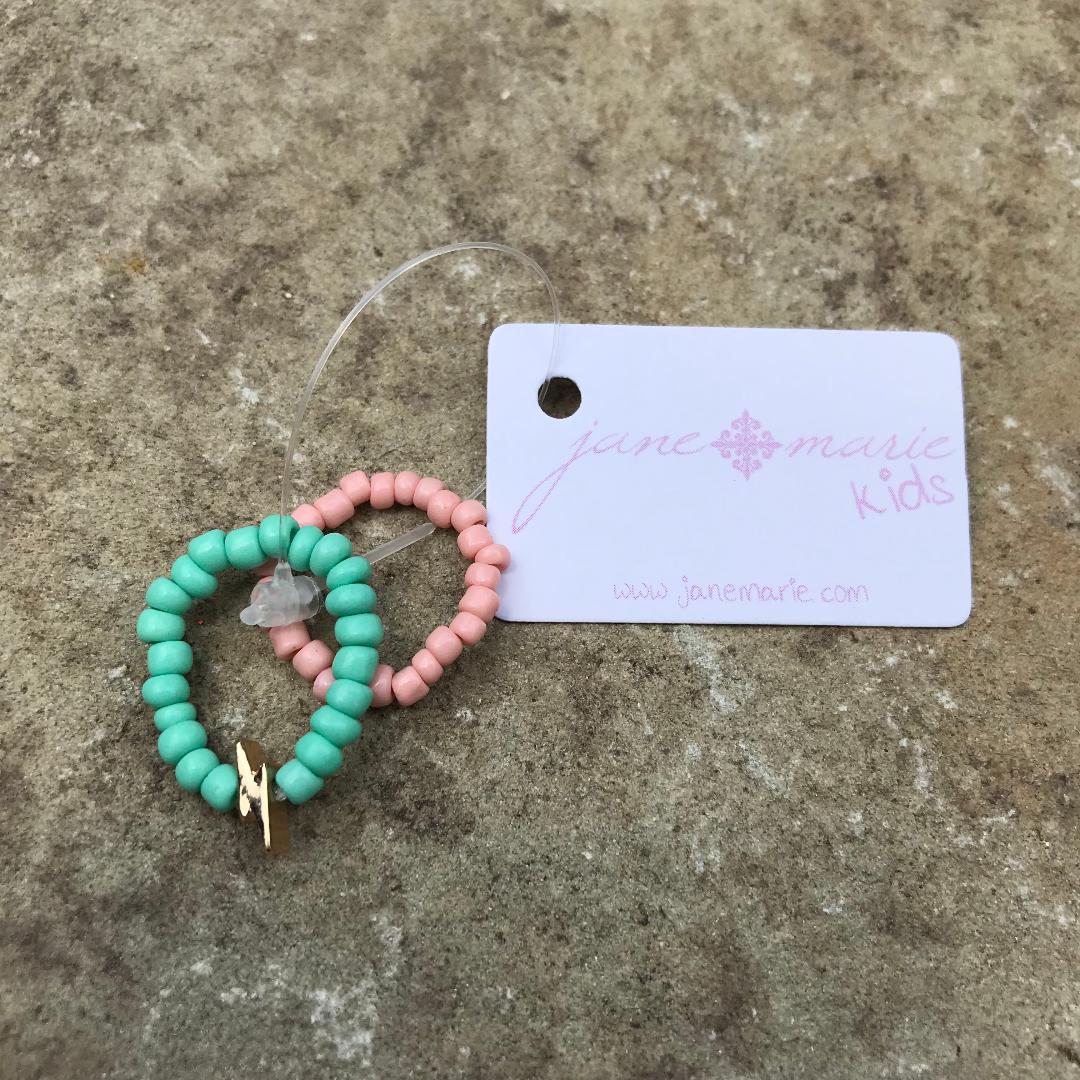 Kids Mint Seed Bead with Lightning Bolt and Pink Rings
