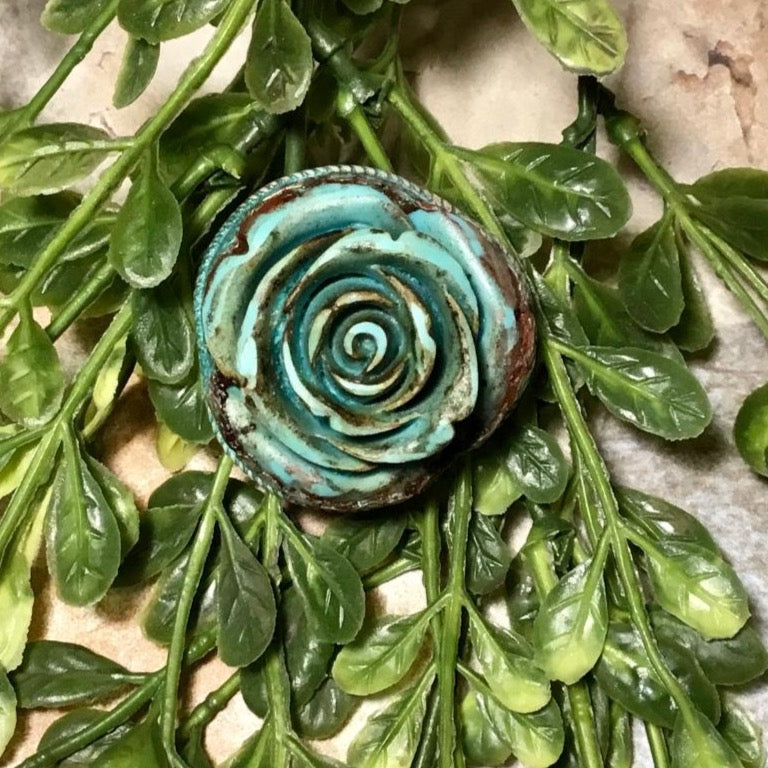 Genuine Turquoise Rose Ring