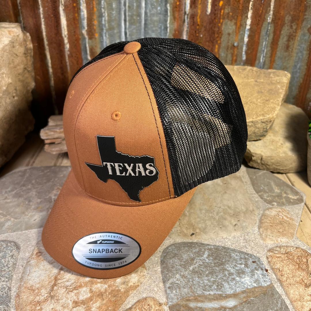 Texas State with Bold TEXAS Script Cap
