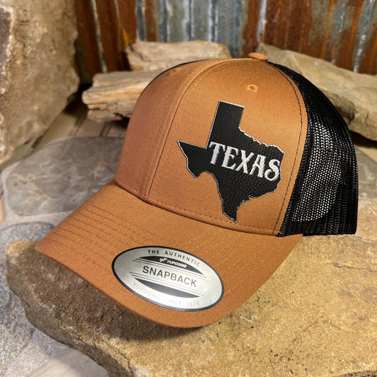 Texas State with Bold TEXAS Script Cap