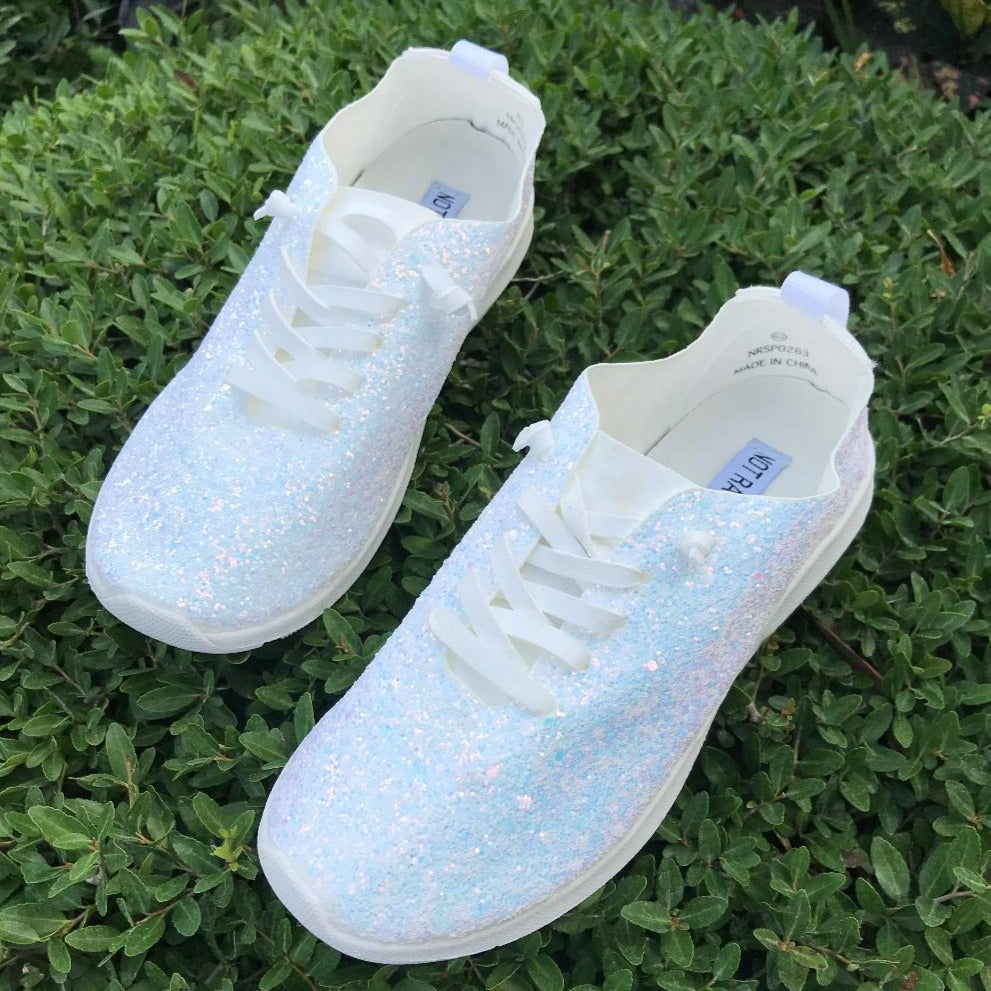 White Glitter Mayo Easy Slip on Sneaker